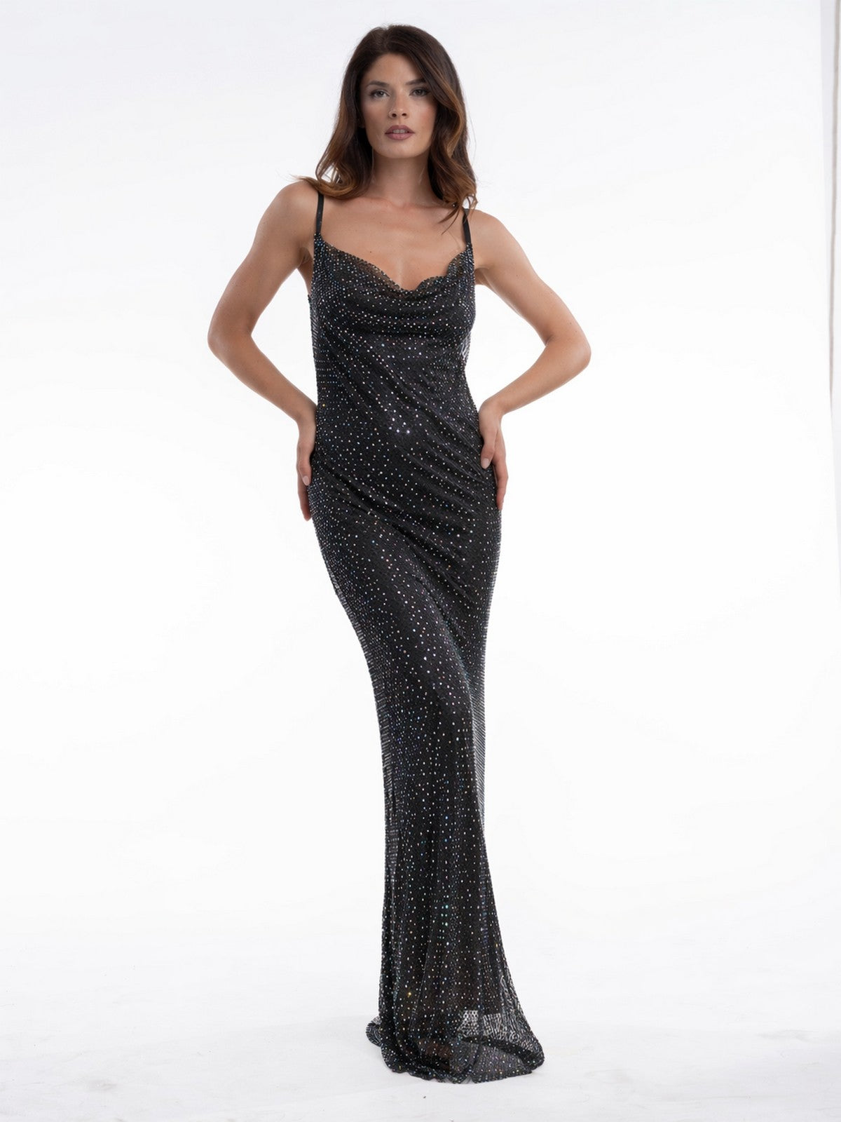 Forever Unique Abito Cerimonia Donna Leonie ss23487-black multi