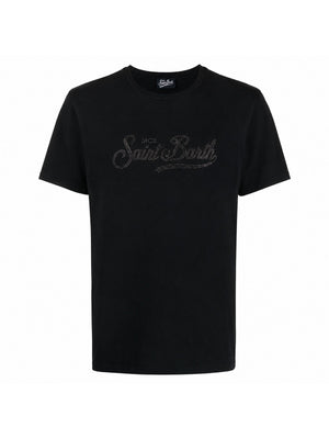 MC2 Saint Barth T-Shirt Donna Emilie Nera con Logo Strass EMI0001-03343H