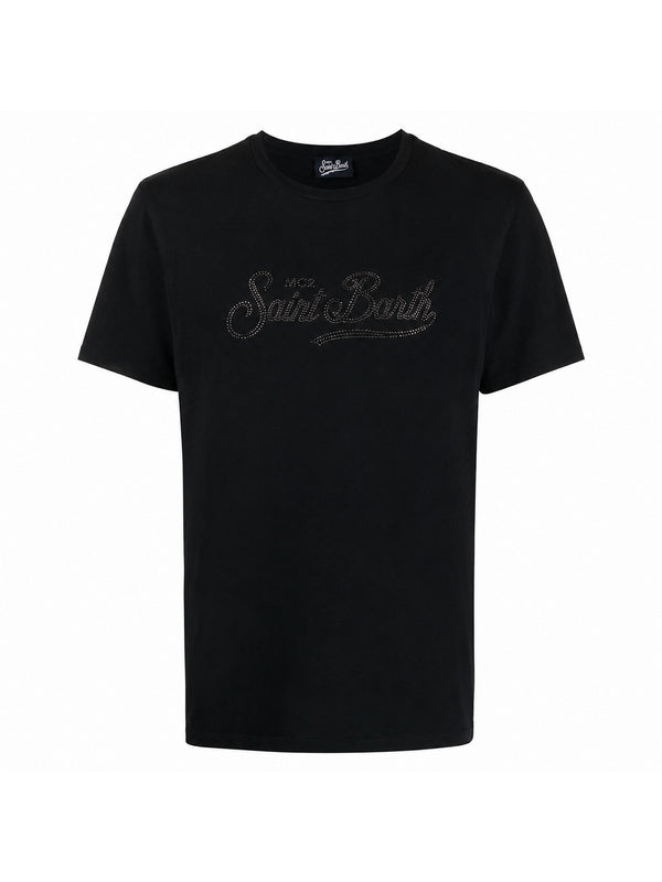 MC2 Saint Barth T-Shirt Donna Emilie Nera con Logo Strass EMI0001-03343H