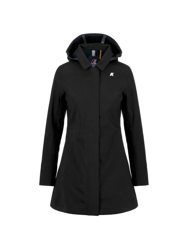 K-Way Giubbotto Donna Mathy Bonded Nero/Blu Depth K2148BW-A3C Impermeabile 3/4