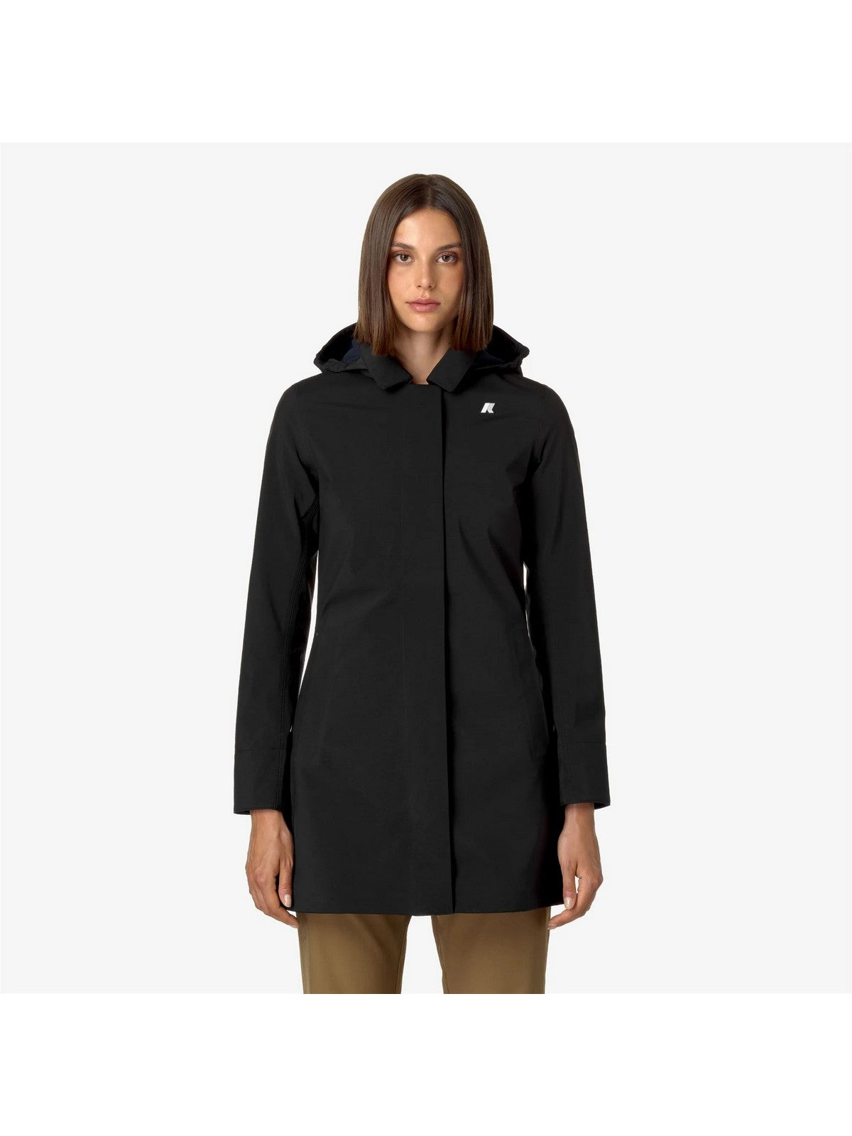 K-Way Giubbotto Donna Mathy Bonded Nero/Blu Depth K2148BW-A3C Impermeabile 3/4