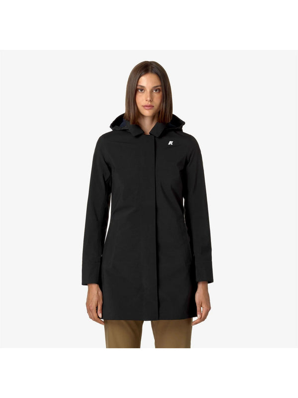 K-Way Giubbotto Donna Mathy Bonded Nero/Blu Depth K2148BW-A3C Impermeabile 3/4