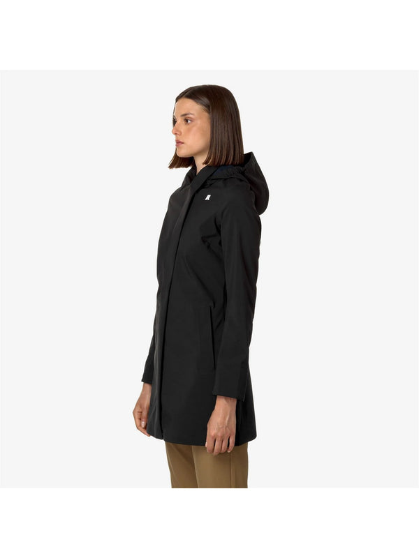 K-Way Giubbotto Donna Mathy Bonded Nero/Blu Depth K2148BW-A3C Impermeabile 3/4
