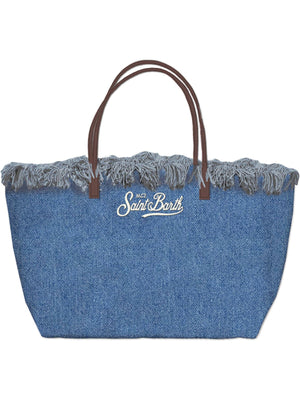 Mc2 Saint Barth Shoulder Bag City Bag Fringe Denim Emb - Cbf0001