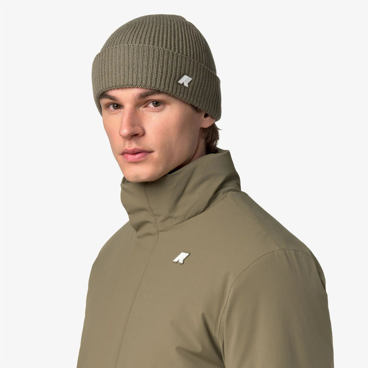 K-Way Cappello Unisex Brice Cardigan Stitch Wool Verde Militare Green Army K2132HW-XBE