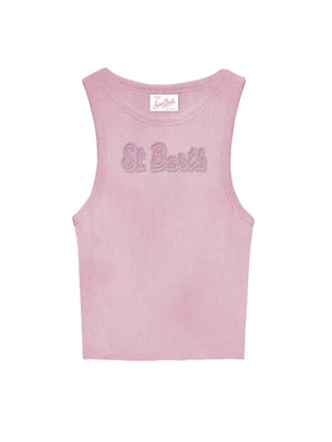 MC2 Saint Barth Top Donna Ada Vintage RIB ST Barth Rosa con Patch Logo AAD002-08653L