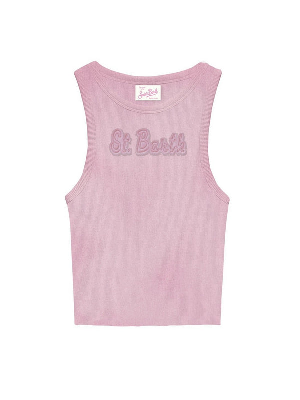 MC2 Saint Barth Top Donna Ada Vintage RIB ST Barth Rosa con Patch Logo AAD002-08653L