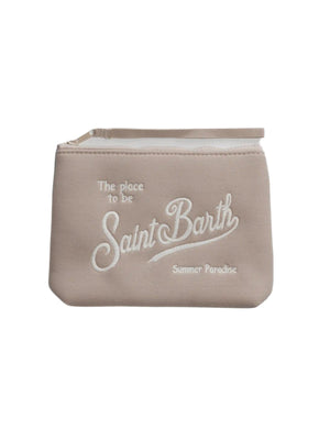 MC2 Saint Barth Pochette Donna Aline Piquet Beige Ricamo Logo ALI0008-00222L