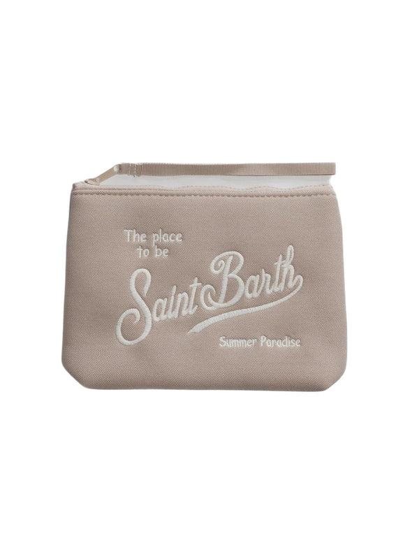 MC2 Saint Barth Pochette Donna Aline Piquet Beige Ricamo Logo ALI0008-00222L