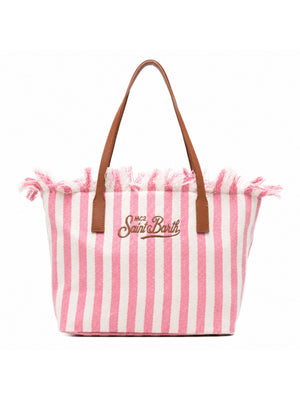 MC2 Saint Barth Borsa City Bag Mid Fringe Donna Righe Panna Rosa CBMF001-01764L