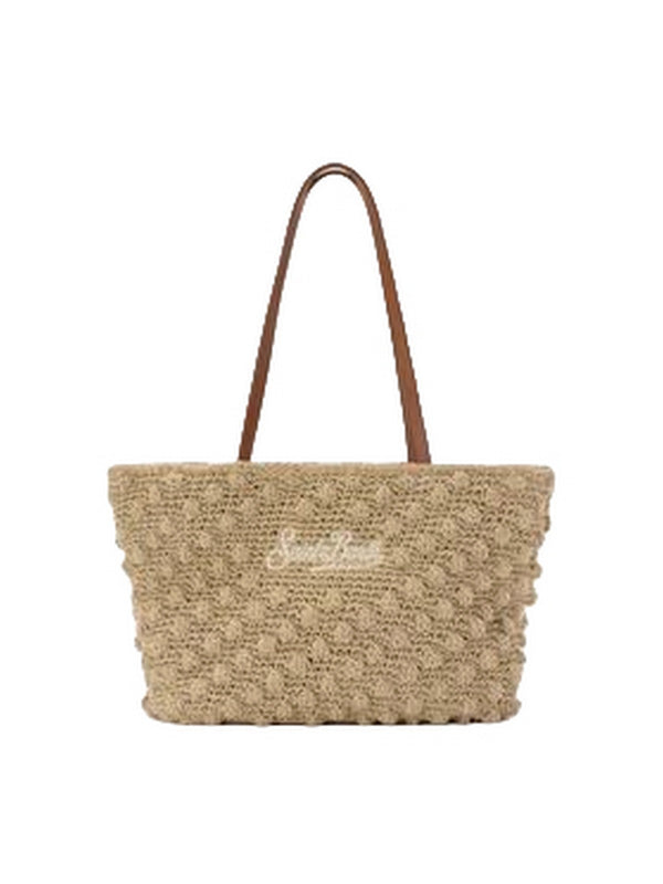 MC2 Saint Barth Borsa Crochet Tote Mid Donna Beige Logo Ricamato CRO0008-09115L
