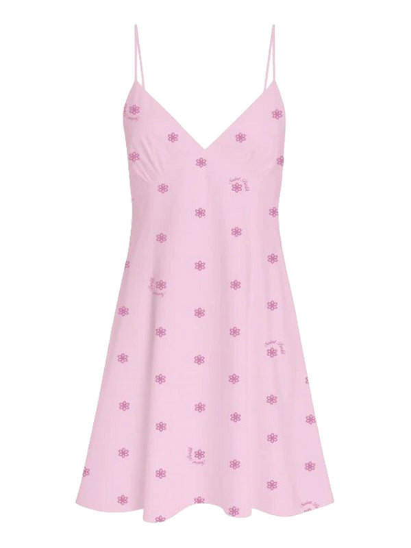 MC2 Saint Barth Abito Donna Marge in Cotone Rosa con Ricami Floreali MGE0002-08948L