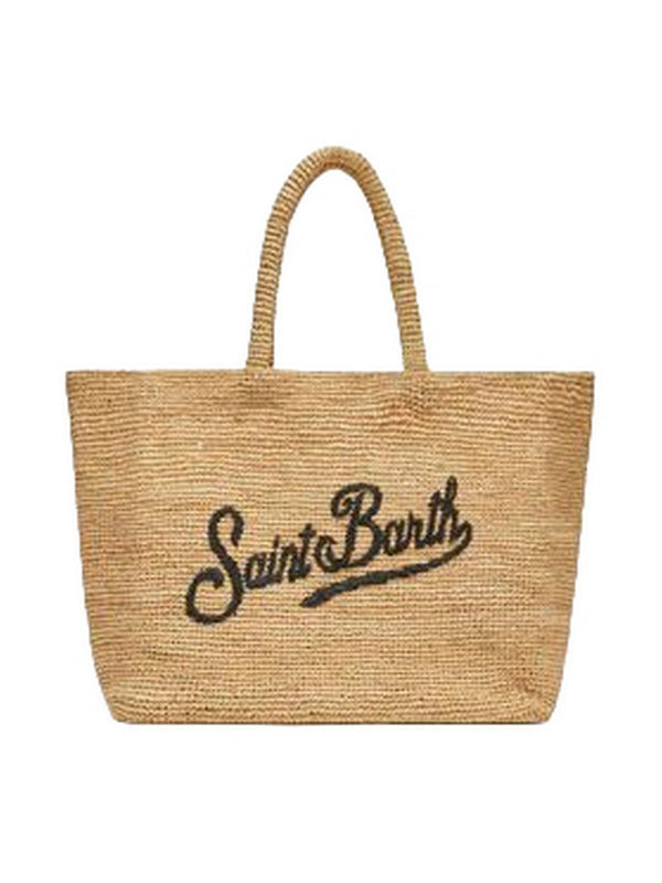MC2 Saint Barth Borsa Donna Beach in Raffia Naturale con Logo Ricamato RAFB001-03251H