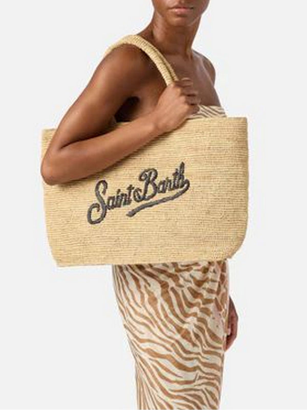 MC2 Saint Barth Borsa Donna Beach in Raffia Naturale con Logo Ricamato RAFB001-03251H