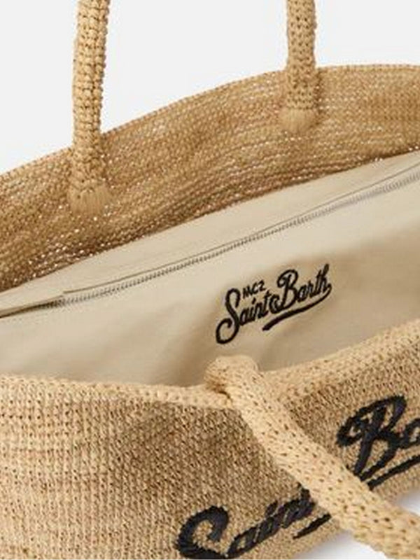MC2 Saint Barth Borsa Donna Beach in Raffia Naturale con Logo Ricamato RAFB001-03251H