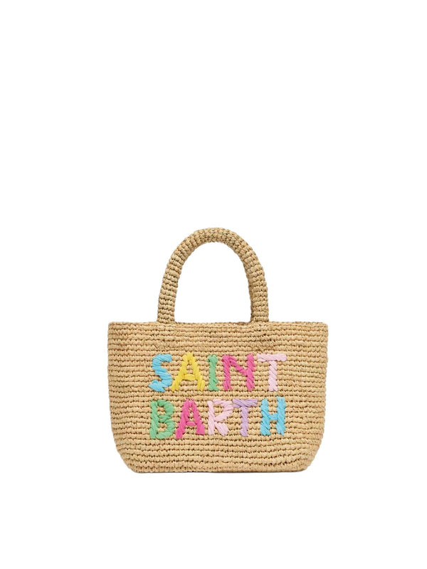 MC2 Saint Barth Borsa Donna Beach Mini in Raffia Naturale con Logo Ricamato Multicolor RAFB003-00351L