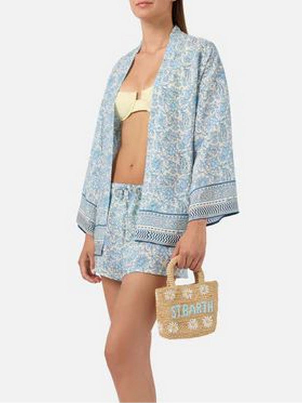 MC2 Saint Barth Borsa Donna Beach Mini in Raffia Naturale con Margherite Ricamate RAFB003-00627L