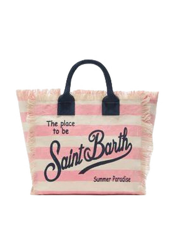 MC2 Saint Barth Borsa Vanity Canvas Donna Rosa a Righe VANI001-00640L<br />