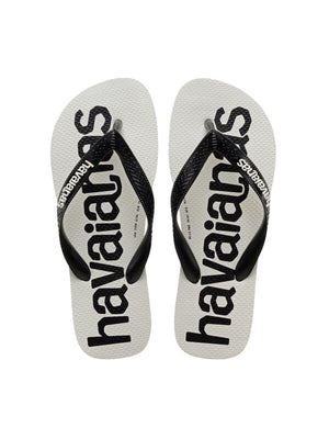 Havaianas Infradito Uomo Top Logomania Bianche e Nere in Gomma Antiscivolo