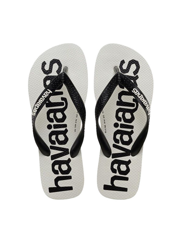 Havaianas Infradito Uomo Top Logomania Bianche e Nere in Gomma Antiscivolo