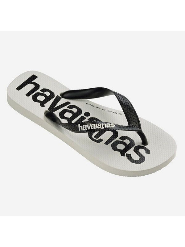 Havaianas Infradito Uomo Top Logomania Bianche e Nere in Gomma Antiscivolo