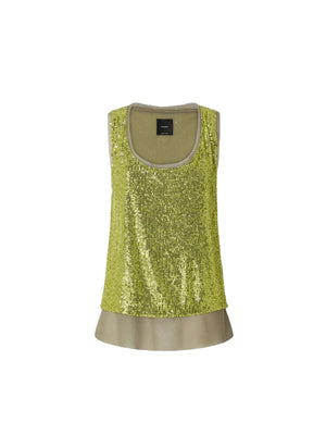 Pinko Canotta Donna Bollicine Full Paillettes e Georgette Elegante