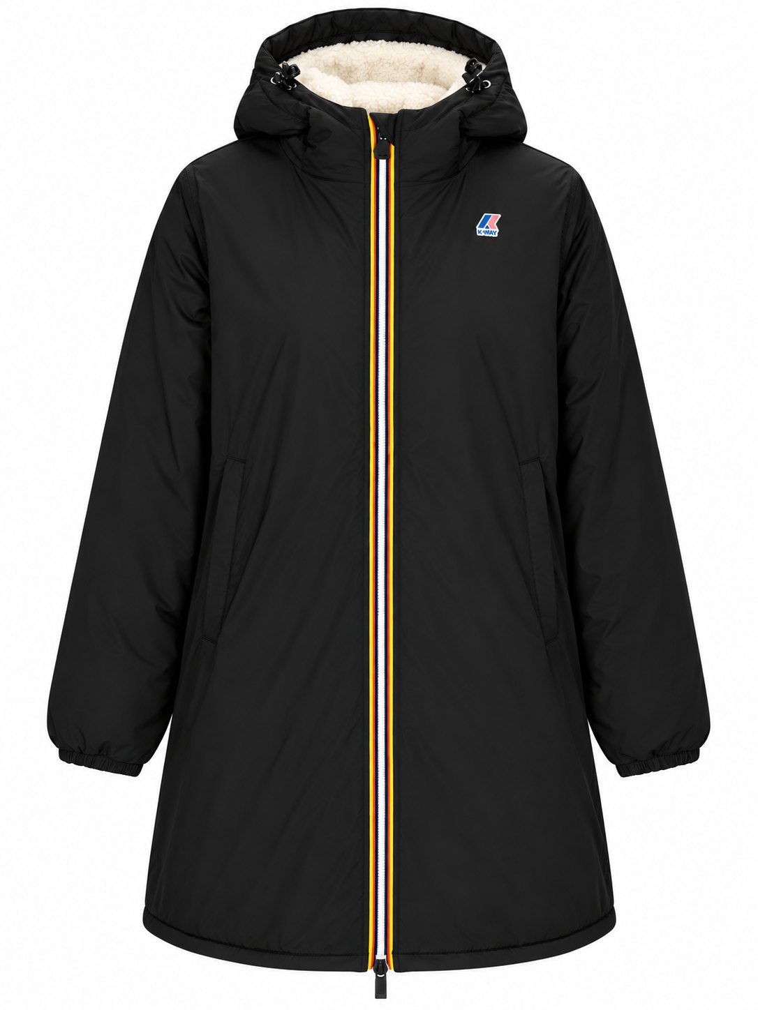 K-Way Giubbotto Donna Jacinthe Orsetto Nero Black Pure con Interno Teddy K7143JW-USY