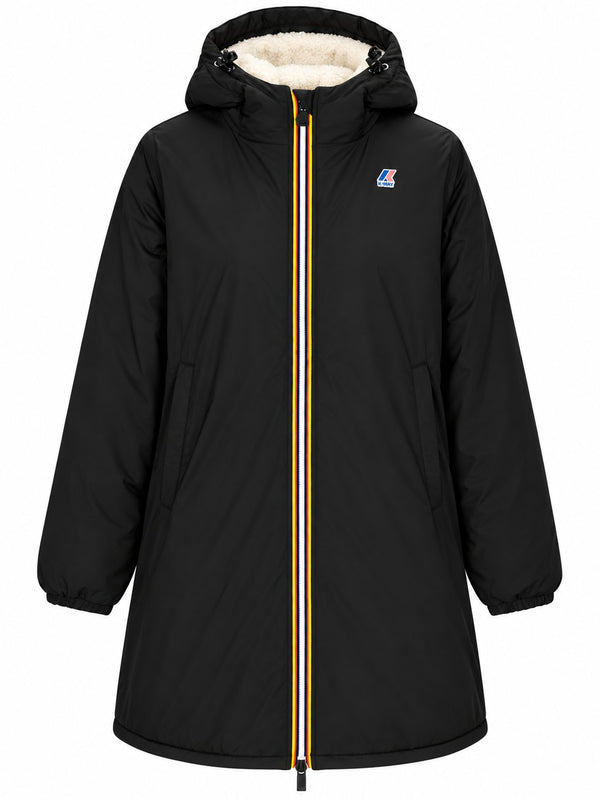 K-Way Giubbotto Donna Jacinthe Orsetto Nero Black Pure con Interno Teddy K7143JW-USY