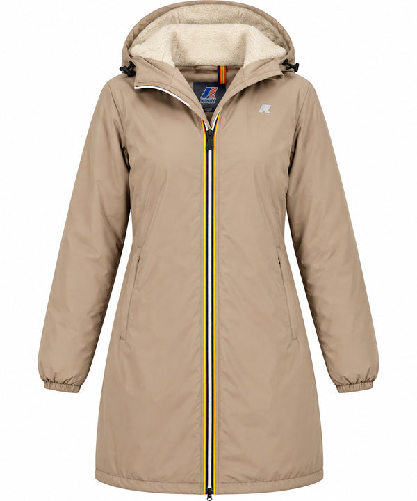 K-Way Giubbotto Donna Jacinthe Orsetto Beige Taupe con Interno Effetto Teddy K7143JW-WG9