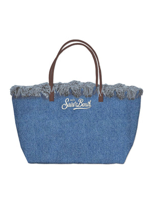 Mc2 Saint Barth Shoulder Bag City Bag Mid Fringe Denim Emb - Cbmf001