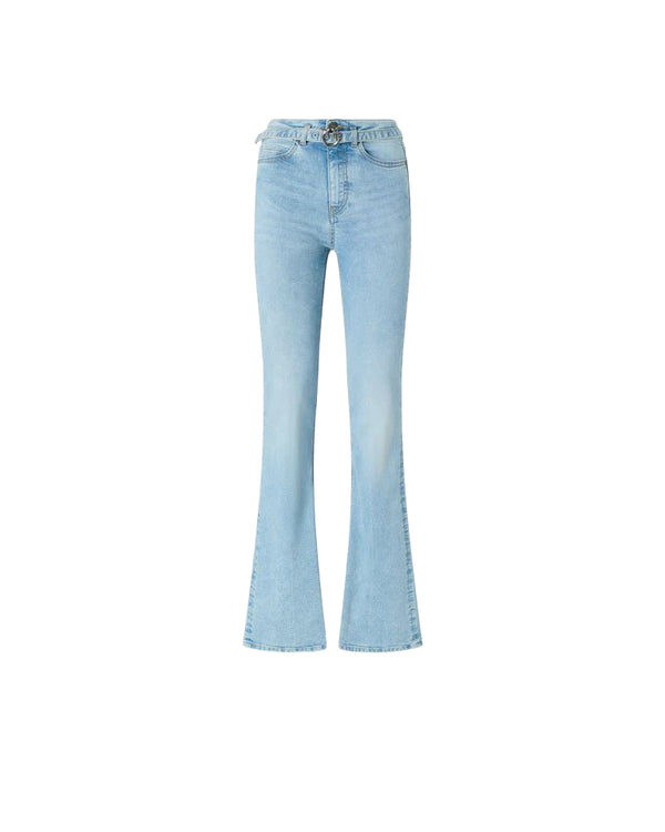 Pinko Jeans Donna Flora Flare Lavaggio Medio Chiaro con Cintura Love Birds 100166A33K-PJO