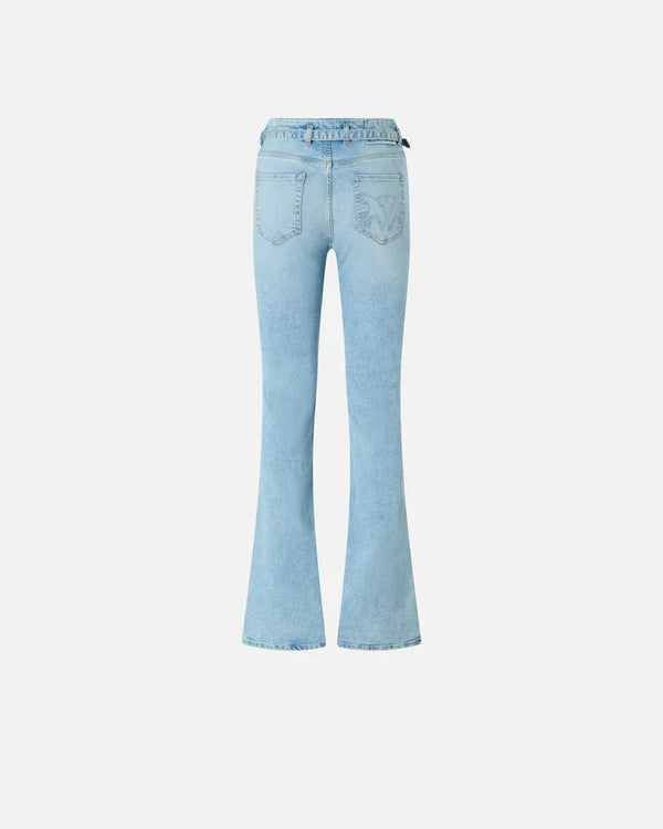 Pinko Jeans Donna Flora Flare Lavaggio Medio Chiaro con Cintura Love Birds 100166A33K-PJO