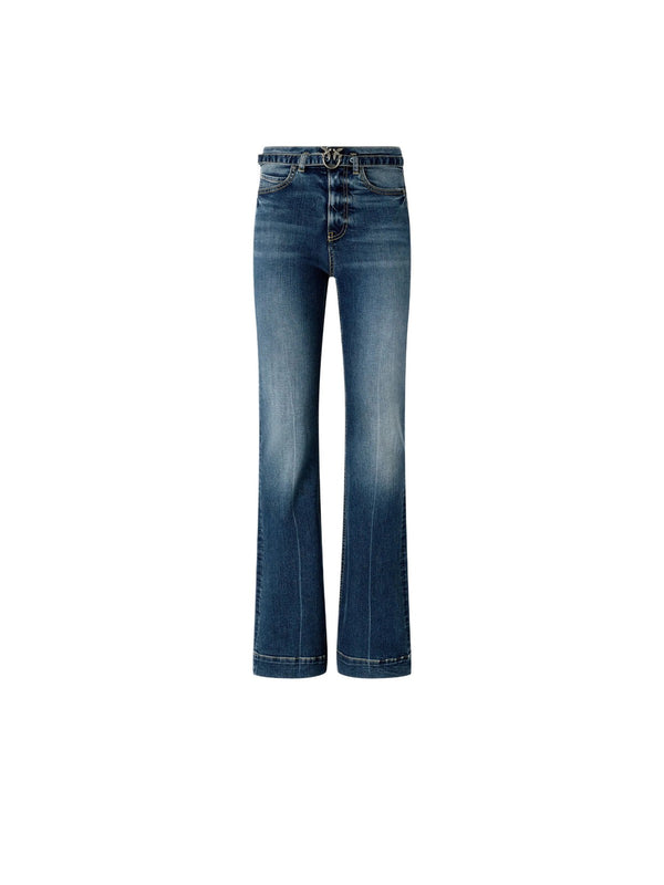 Pinko Jeans Donna Flora Flare Lavaggio Medio Scuro con Cintura Love Birds 100166A33L-PJC