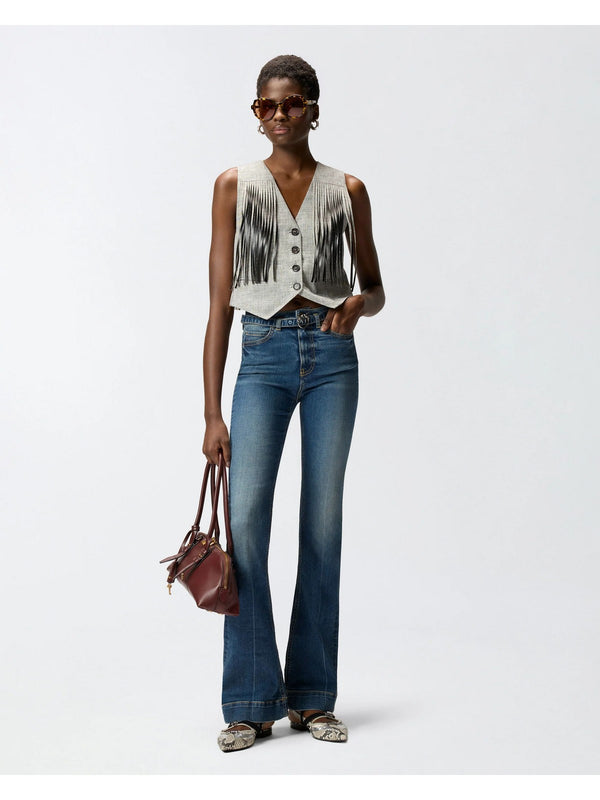 Pinko Jeans Donna Flora Flare Lavaggio Medio Scuro con Cintura Love Birds 100166A33L-PJC