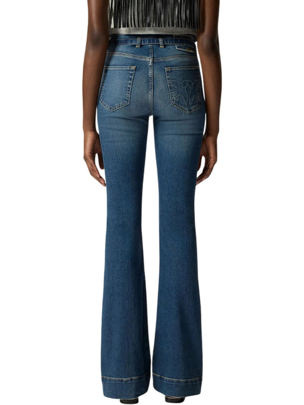 Pinko Jeans Donna Flora Flare Lavaggio Medio Scuro con Cintura Love Birds 100166A33L-PJC
