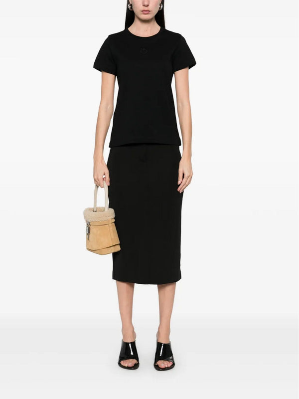 Pinko T-Shirt Donna Bussolotto in Jersey Nero Limousine con Logo Love Birds Ricamato 100355A2RD-Z99