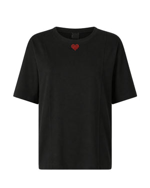 Pinko Tortino T-Shirt Donna Nero Limousine con Cuore Ricamato 105665A326-Z99
