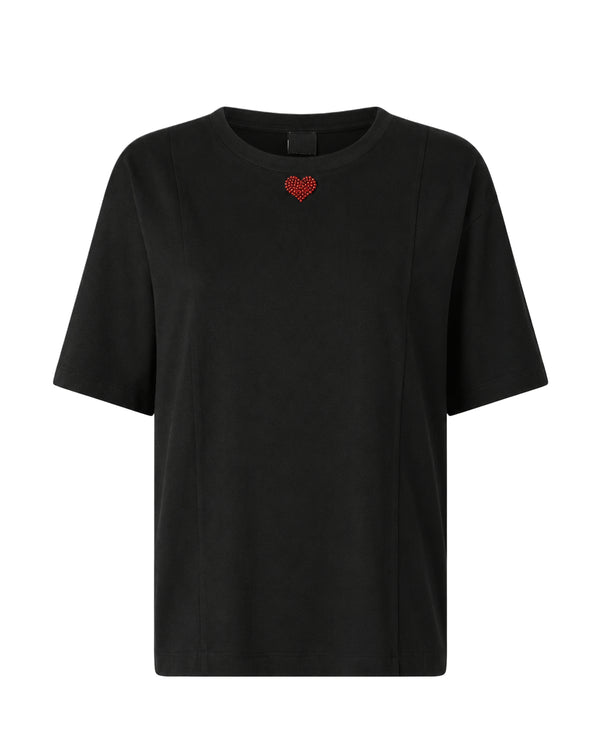 Pinko Tortino T-Shirt Donna Nero Limousine con Cuore Ricamato 105665A326-Z99