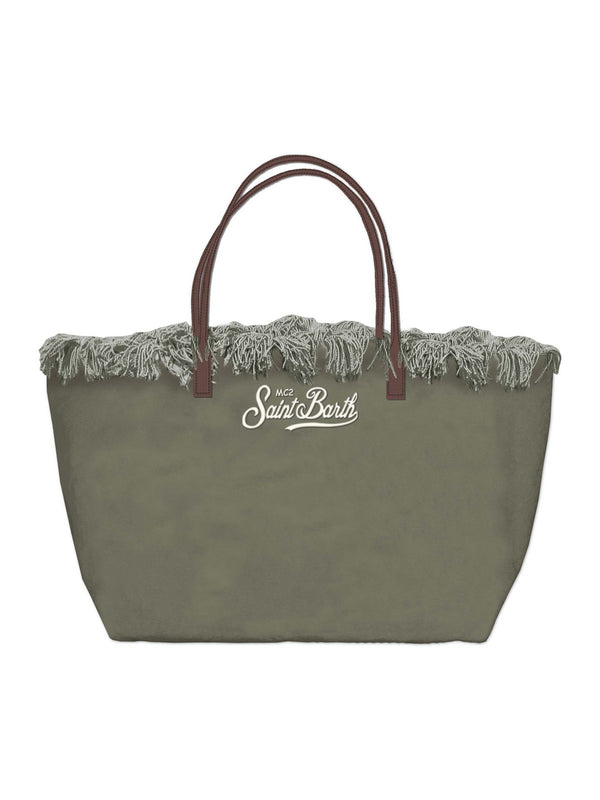 Mc2 Saint Barth Shoulder Bag City Bag Mid Fringe Canvas 52 Emb - Cbmf001