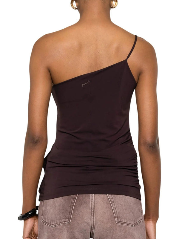 Pinko Susie Top Donna Marrone in Jersey Crêpe Leggero Arricciato 106374A35E-M28