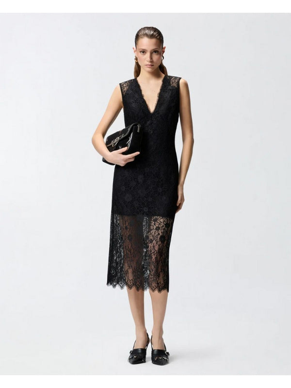 Pinko Audrey Abito Donna Nero Limousine in Pizzo Rebrodé Midi 106660A381-Z99