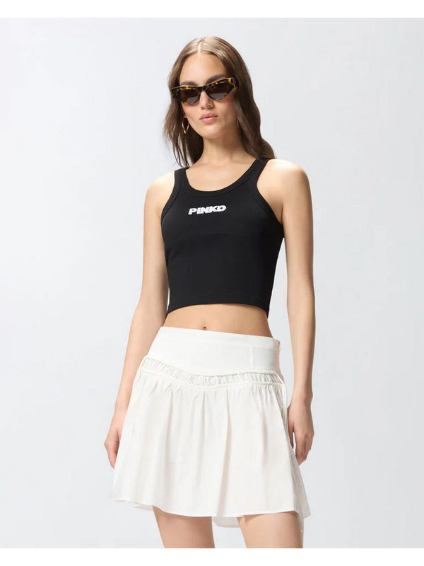 Pinko Canotta Donna Bloody Mary a Costine in Cotone Nero Limousine 107301A3H6 Z99