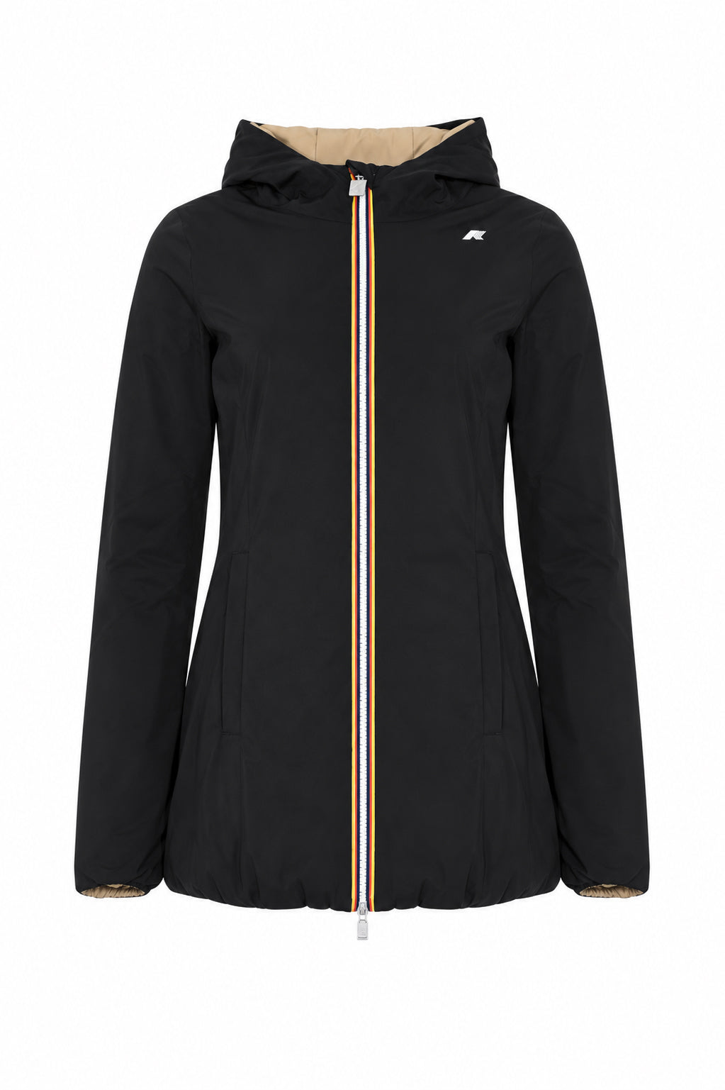K-Way Giubbotto Donna Denise ST Warm Double Reversibile Beige Khaki e Nero K6128UW-DBS