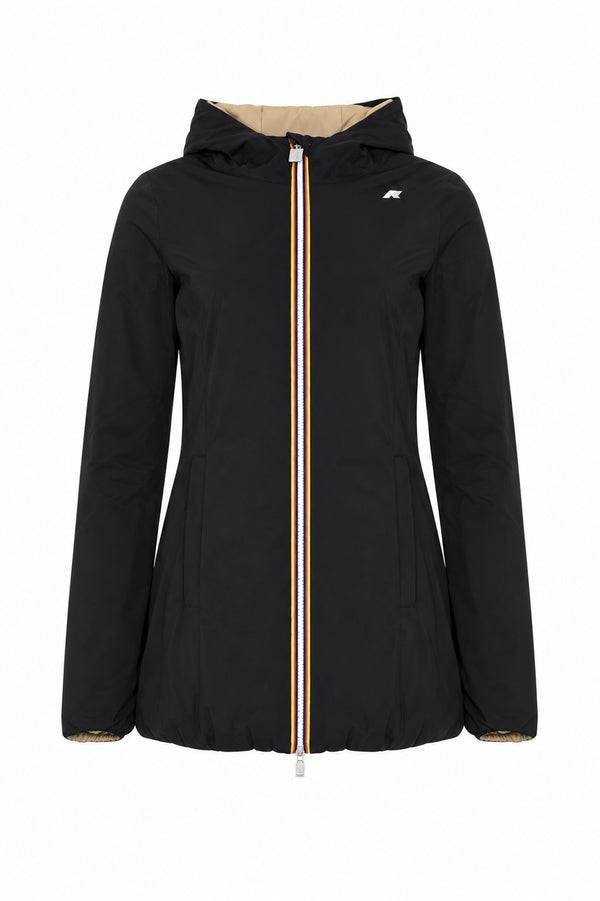 K-Way Giubbotto Donna Denise ST Warm Double Reversibile Beige Khaki e Nero K6128UW-DBS