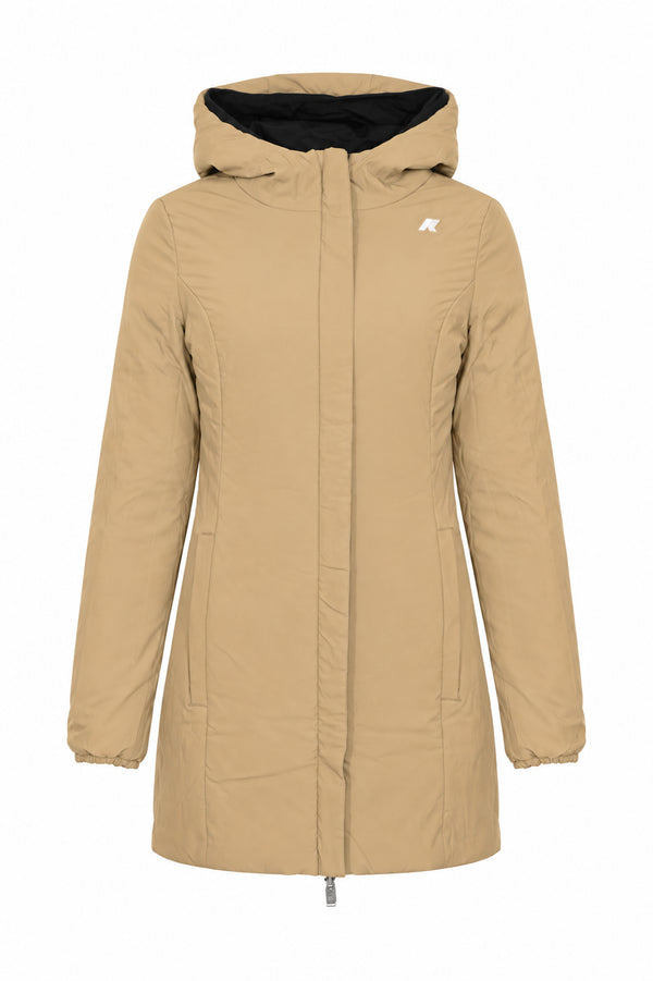 K-Way Giubbotto Donna Denise ST Warm Double Reversibile Beige Khaki e Nero K6128UW-DBS
