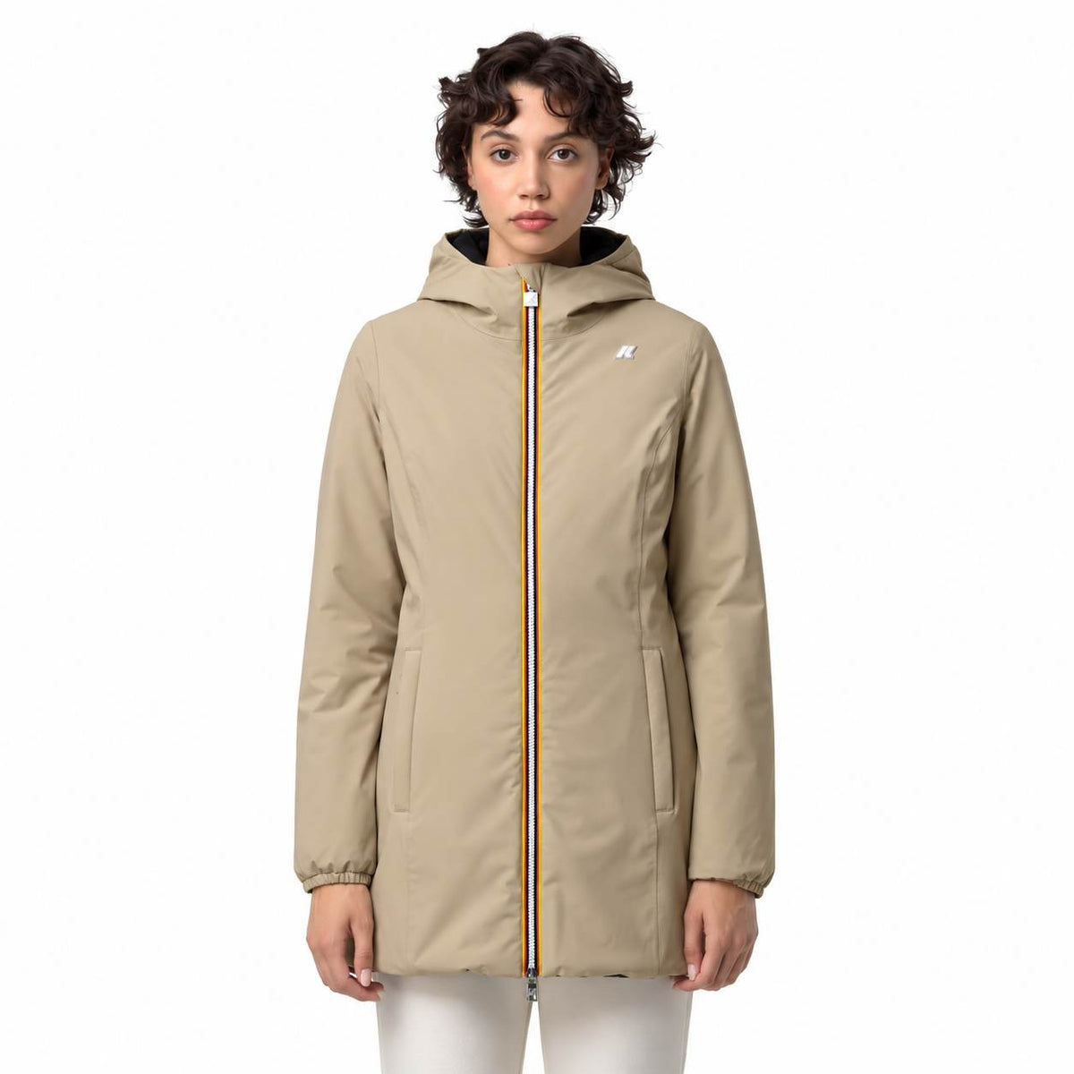 K-Way Giubbotto Donna Denise ST Warm Double Reversibile Beige Khaki e Nero K6128UW-DBS