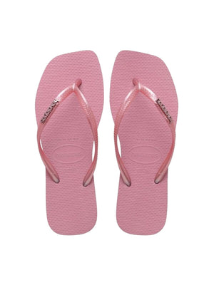 Havaianas Infradito Donna Square Logo Metallic Rose Chiffon con Punta Squadrata 4148257-01105