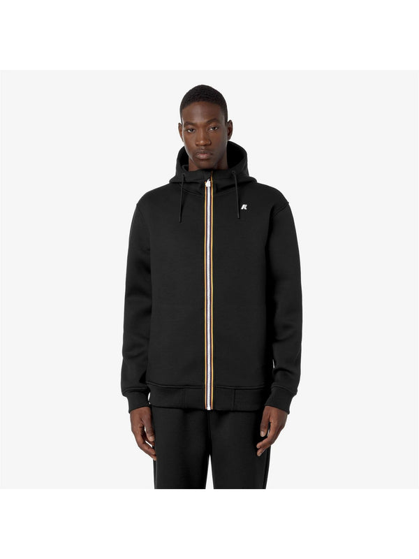 K-Way Felpa Uomo Rainer Spacer Nera Black Pure con Cappuccio K2141DW-USY