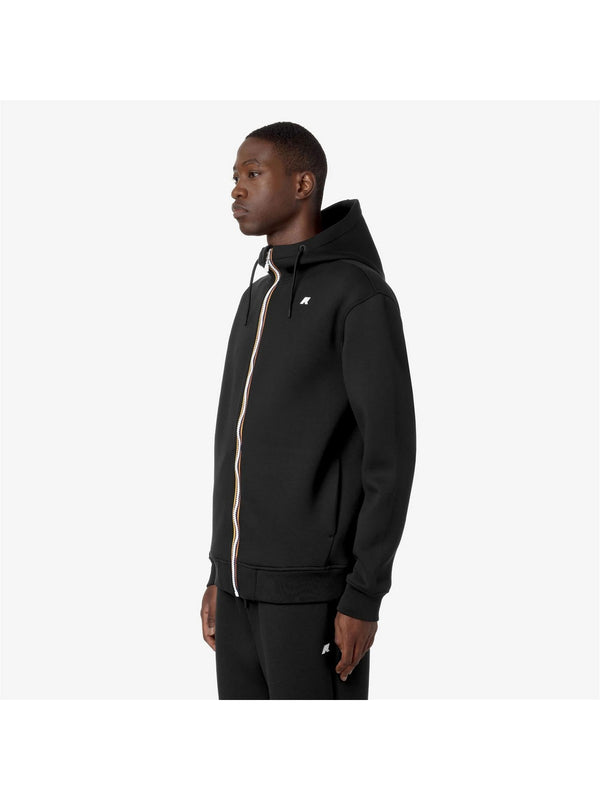 K-Way Felpa Uomo Rainer Spacer Nera Black Pure con Cappuccio K2141DW-USY