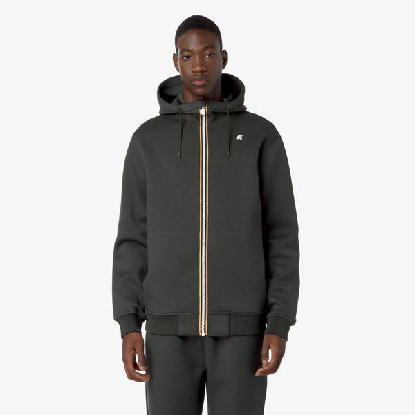 K-Way Felpa Uomo Rainer Spacer Verde Green Blackish con Cappuccio K2141DW-WMR